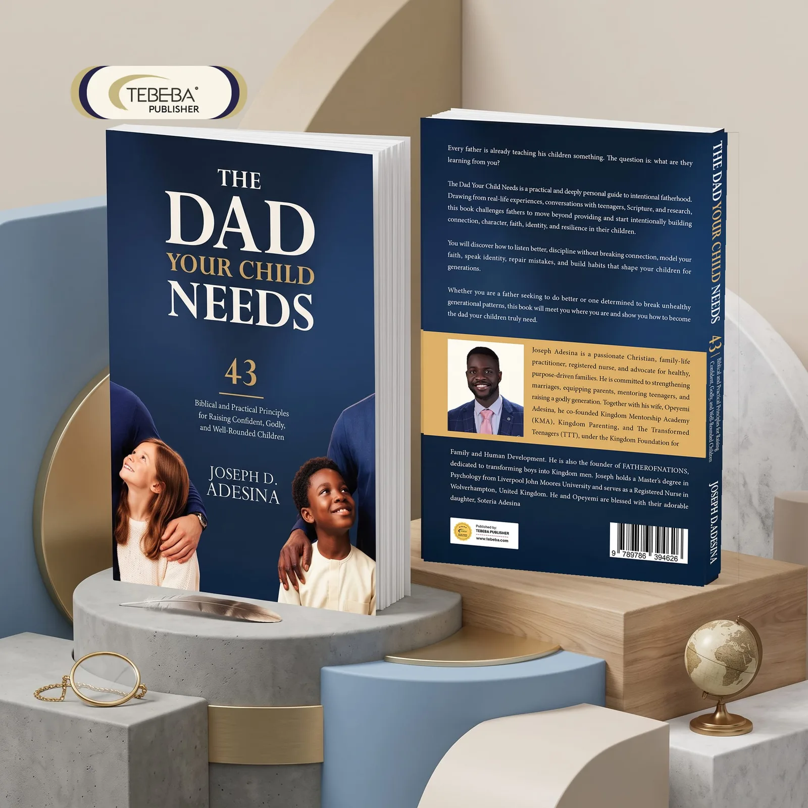 Front and back covers of The Dad Your Child Needs, with the author bio on the back